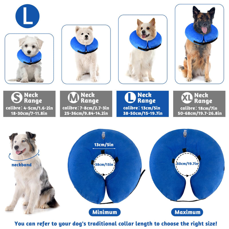 panemy Inflatable Dog Neck Brace & Cat Neck Brace, Dog Neck Brace with Adjustable Velcro Fastener, Dog Neck Brace, Suitable for Operations or Wound Healing, Anti-Biting and Anti-Licking Blue L - BeesActive Australia