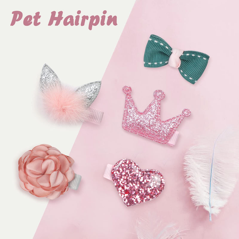 WWW Small Dog Hair Clips 5 Pcs Cat Dog Hair Bows Girls Puppies Hair Barrettes Cute Bow Flower Crown Hairpin Head Flower Hair Pins Cat Puppy Party Birthday Grooming Hair Accessories,Pink Pink - BeesActive Australia