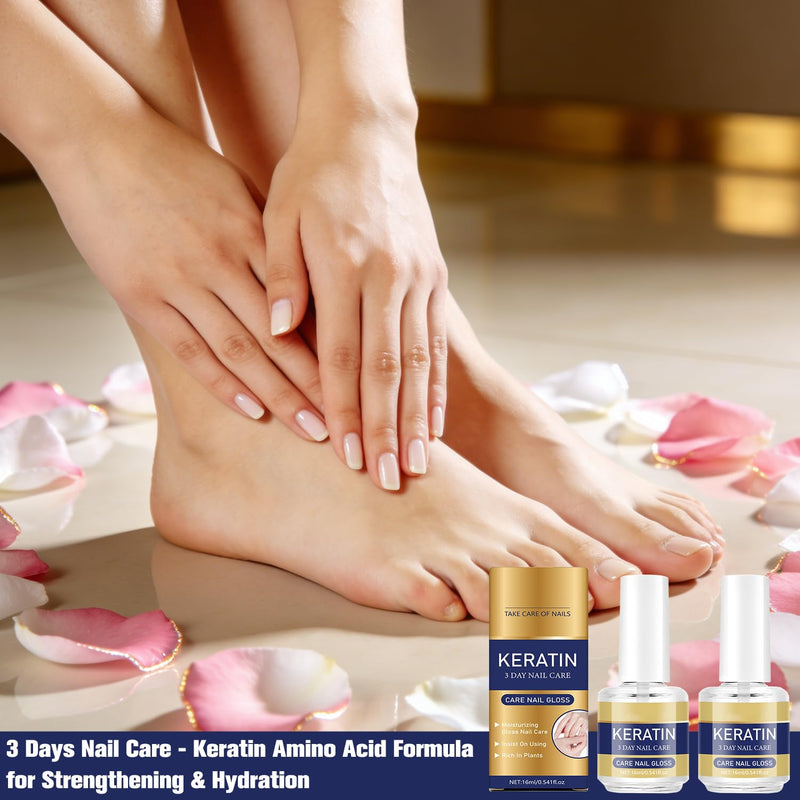 3pcs Keratin Nail Care Oil,Keratin 3 Days Nail Care Oil,Deeply Moisturizing Treatment For Strong,Glossy Nails,Contains Aloe Vera & Lavender Cuticle Oil,Repairs Dry Weak Nails (16ml)