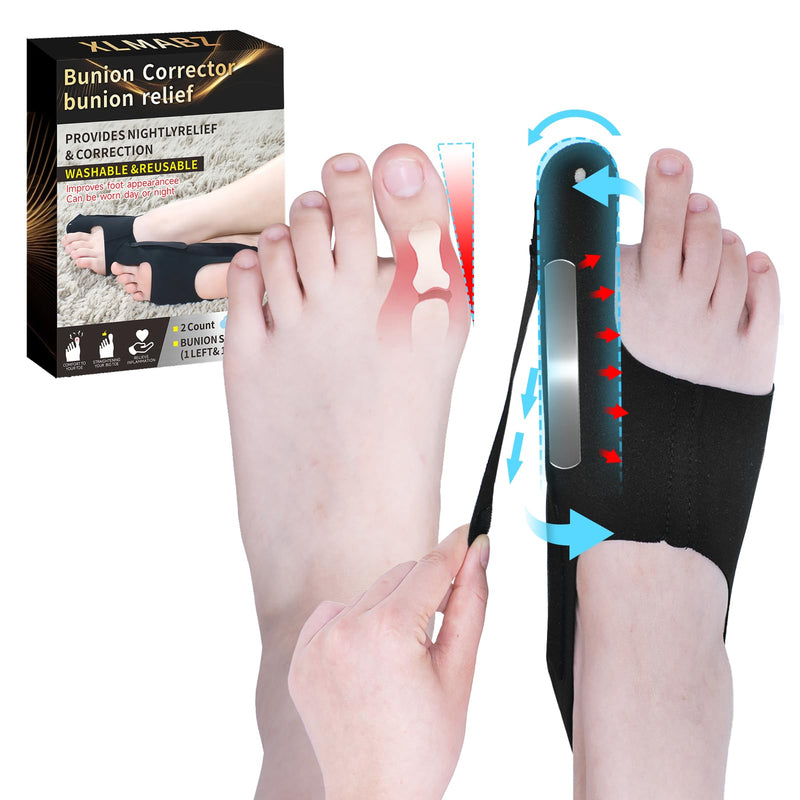 2 Piece Bunion Corrector for Women and Men, Side Adjustable Removable Design, Big Toe Straightener for Bunion Relief, Adjustable Day/Night Support. (M) M - BeesActive Australia