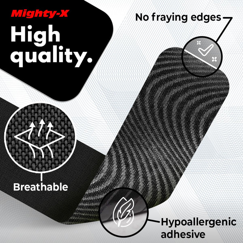 Waterproof Kinesiology Tape - [3 Rolls] - Kinetic Tape - Joints Support & Muscle Pain Relief - 16.4 ft Uncut Knee Tape + 50 Videos - Muscle Tape - Easy to Apply Shoulder Tape Black