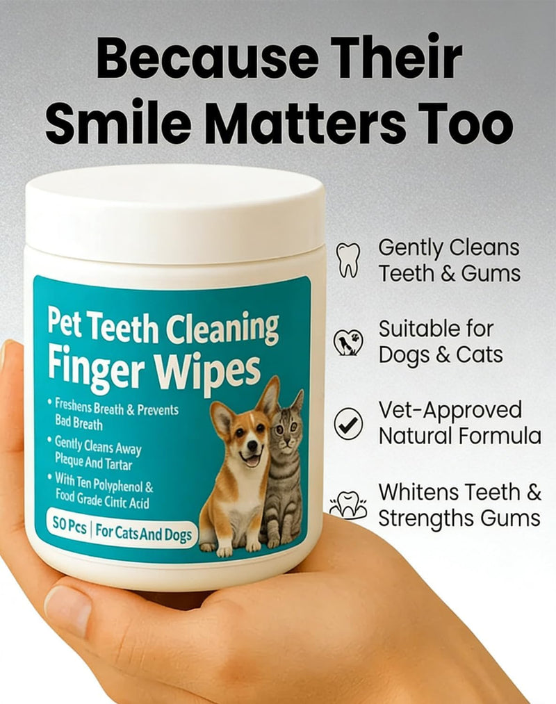 Natural Pet Dental Finger Wipes, 2026 Pet Teeth Cleaning Finger Wipes for Dogs Cats, Easy Daily Dental Cleaning for Pets, Soft Disposable (2 Box)