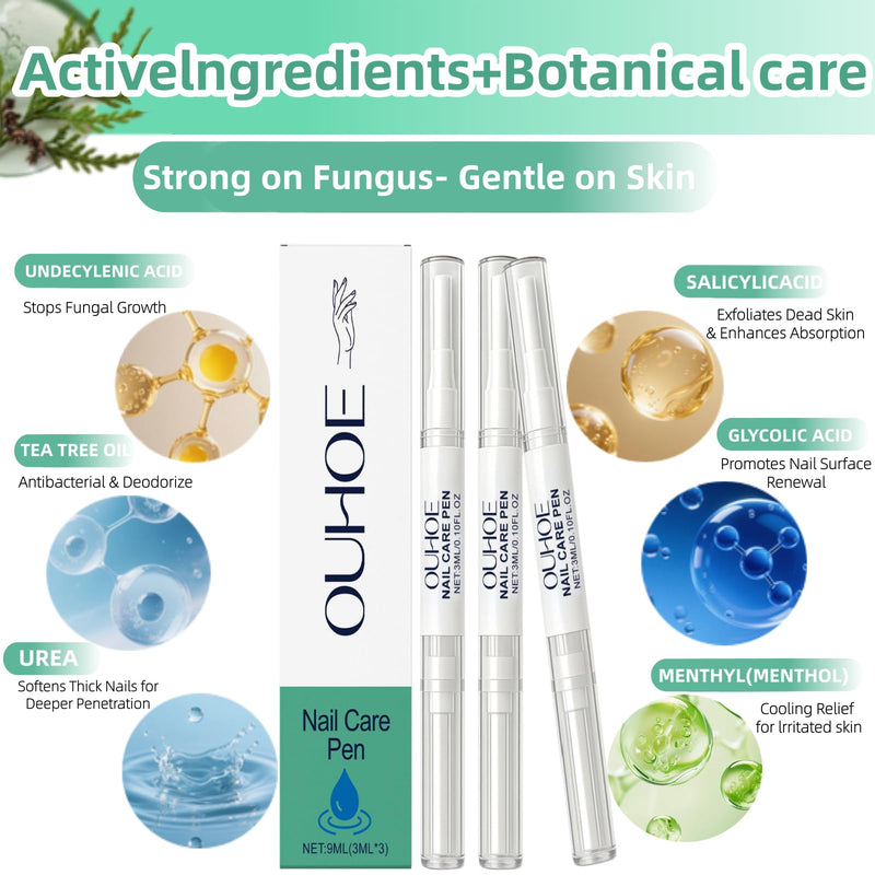 Nail Fungus Pen，Nail Growth & Repair Essence Pen, specifically designed for fungal infections on toenails and fingernails. Repairs and strengthens nails, revealing smooth and glossy nails（3pcs） 3pcs