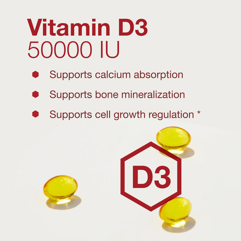 PROTOCOL FOR LIFE BALANCE Vitamin D3 50,000 IU, 50 Softgels | Supports Calcium Absorption*, Bone and Dental Health*, Immune System Function*, Supports Nervous System and Brain Function*