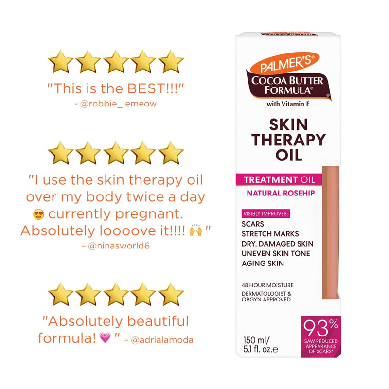 Palmer's Skin Therapy Rosehip Body Oil, Cocoa Butter Formula (5.1 Oz) | Deep Moisturizer for Dry Damaged Skin, Helps Improve appearance of Scars & Stretch Marks with Vitamin E & Rosehip Fragrance 5.1 Fl Oz (Pack of 1)