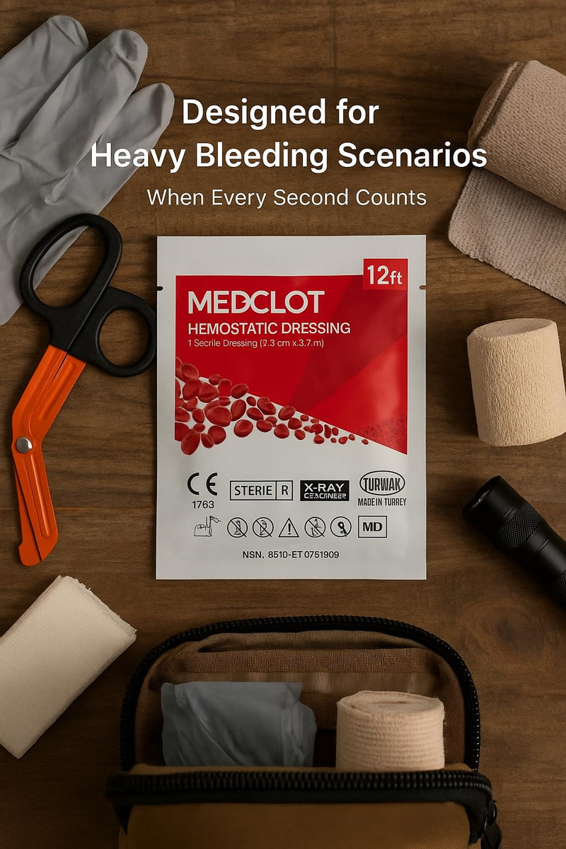 Hemostatic Gauze Bleed Stop Kaolin Blood Clotting Bandage 3in x12ft 3 in x 12 ft