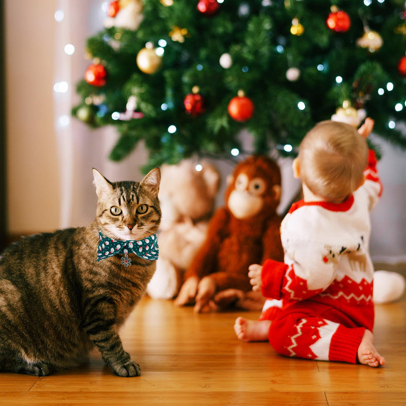 2pcs Christmas Kitten Collars, Christmas Cat Collar Breakaway Cat Collars Santa Candy Snowflake Red Green Cat Collars Cute Holiday Cat Collar Xmas Accessories for Pets - BeesActive Australia