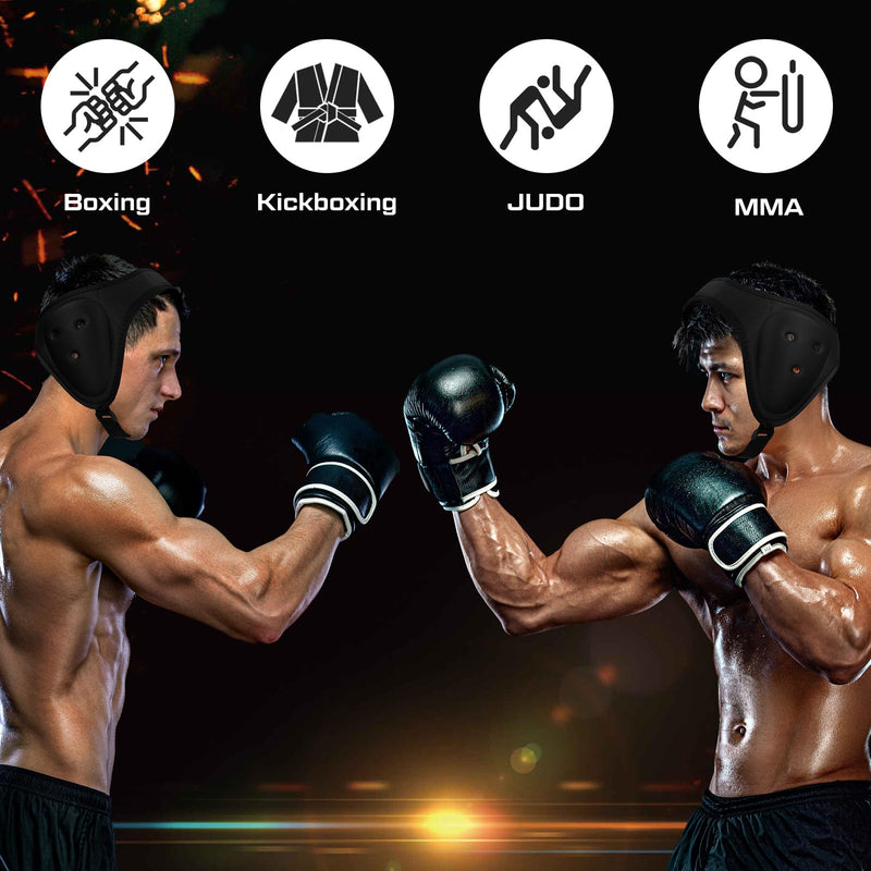 Jerify 3 Pcs Wrestling Headgear for Kids Youth Soft Grappling Headgear Wrestling Adjustable Ear Guard Protective(Black) Black