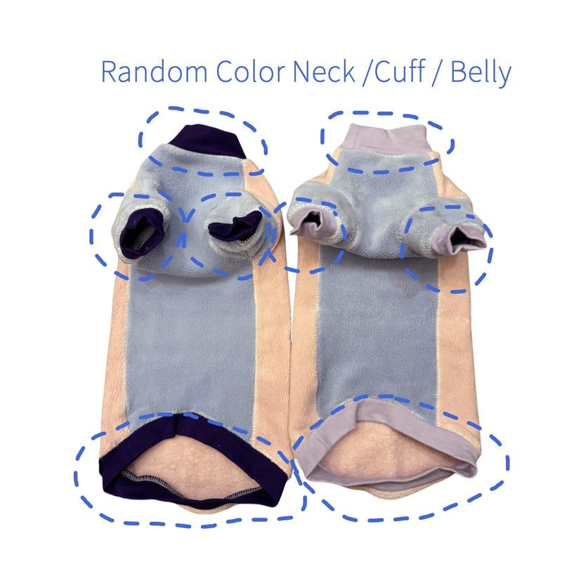 Sphynx Cat Clothes Color Block Hairless Cat Shirts Warm Fleece Winter Cat Sweater Outfit, Pet Clothes for Sphynx Cat Coat for Cats Cats & Small Dogs Apparel (Back Blue Belly Pink, Large) Back Blue Belly Pink - BeesActive Australia