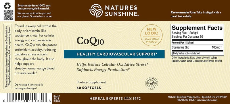 Nature's Sunshine CoQ10-60 Softgel Capsules