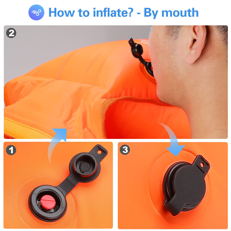 ProCase 35L Swim Buoy Dry Bag, Floating Waterproof Backpack with Shoulder Waist Strap for Open Water Swimming Paddling Boating Kayaking Rafting Hiking Camping Fishing Beach -Orange - BeesActive Australia