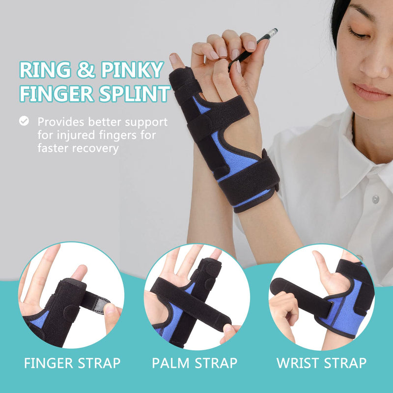 Pinky Finger Splint, Metacarpal Splint for 4th or 5th Finger, Finger Support Brace for Broken Finger, Trigger Finger, Arthritis, Straightening, Fits Right or Left Hand(L/XL) L/XL