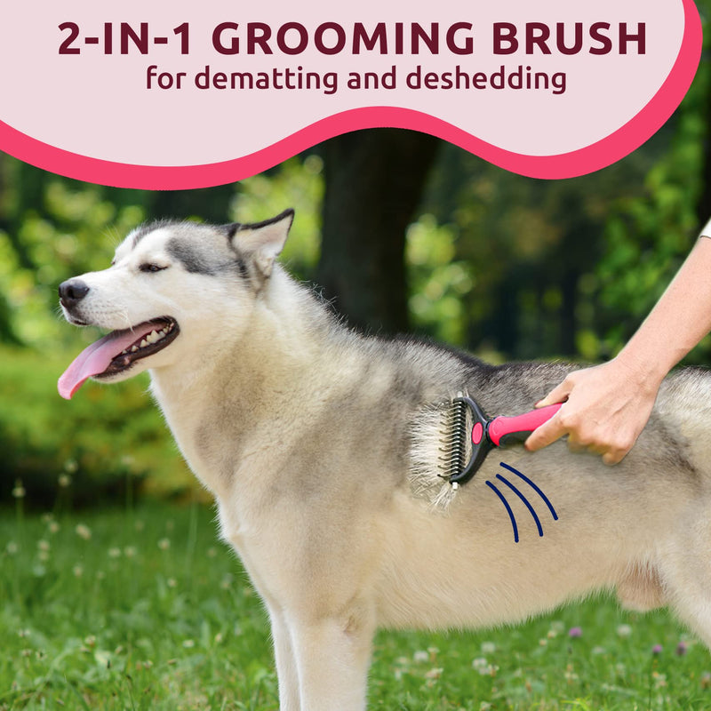 Pat Your Pet Deshedding Brush - Double-Sided Undercoat Rake for Dogs & Cats - Shedding Comb and Dematting Tool for Grooming, Extra Wide - BeesActive Australia