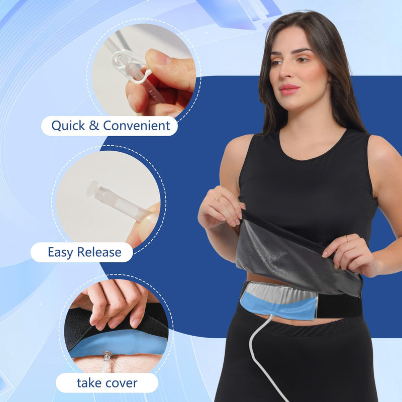 Concealed Urine Sample Kit - Adjustable Belt + Temp-Control Bag (2-4oz) & Silicone Funnel (Black, Short) Black - BeesActive Australia