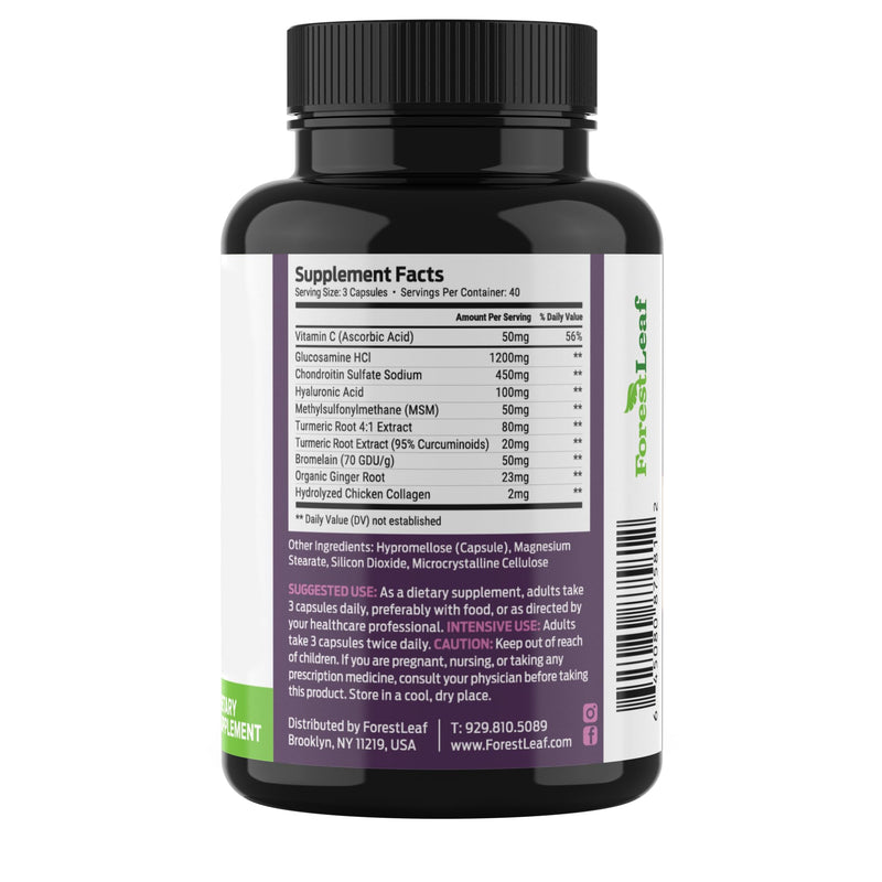 ForestLeaf Glucosamine Chondroitin MSM Joint Supplement Complex - 1200mg - 120 Caps