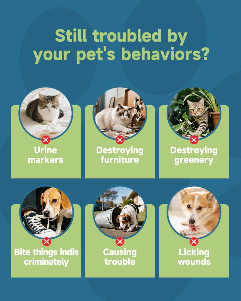 Natural Hairball Relief Liquid for Cats & Pet Deterrent Spray for Cats and Dogs - Indoor & Outdoor Furniture Protection, Stop Scratching, Chewing & Urine Marking