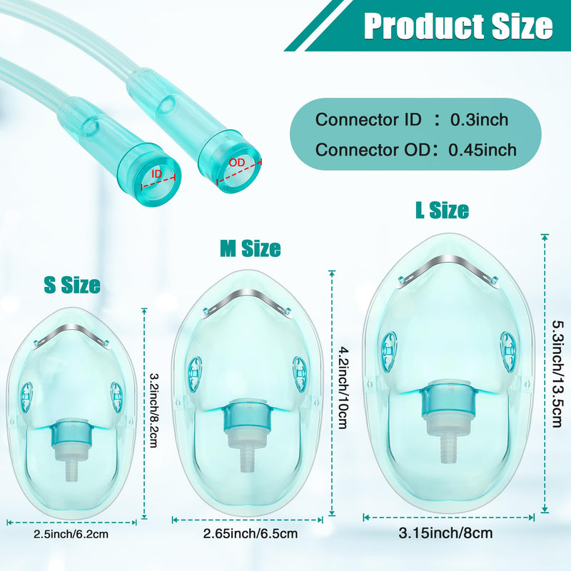 Geiserailie 3PCS S/M/L Size Oxygen Mask for Adult with 6.6 Ft Tubing and Adjustable Elastic Strap, Adult Oxygen Mask with Tubing for Connecting - BeesActive Australia
