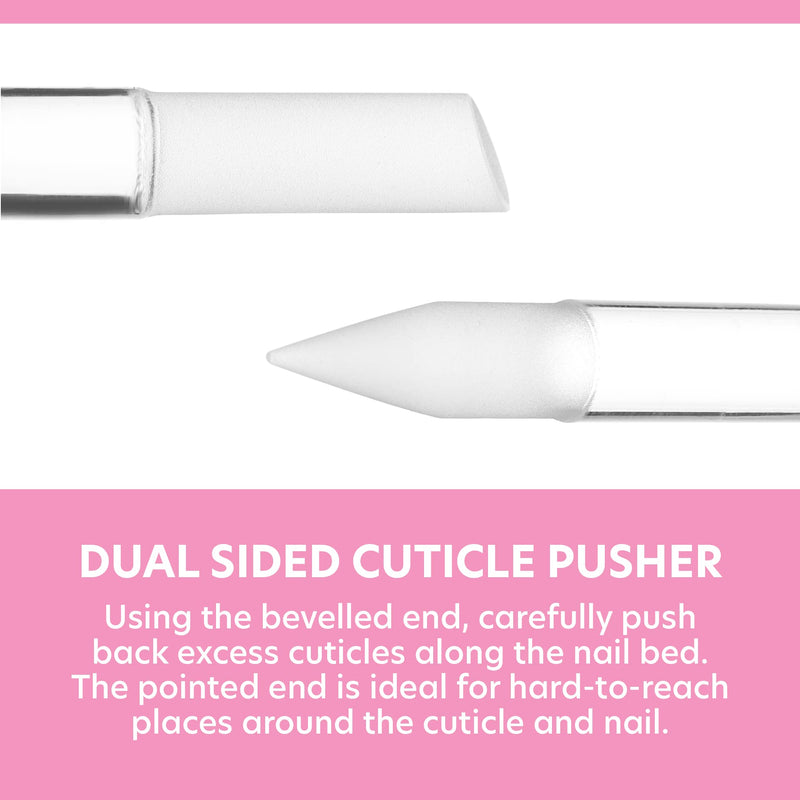 Bona Fide Beauty Glass Cuticle Pusher Set of 2 Manicure Nail Care Tools, 2PC Premium Clear Glass Manicure Sticks Pack of 2