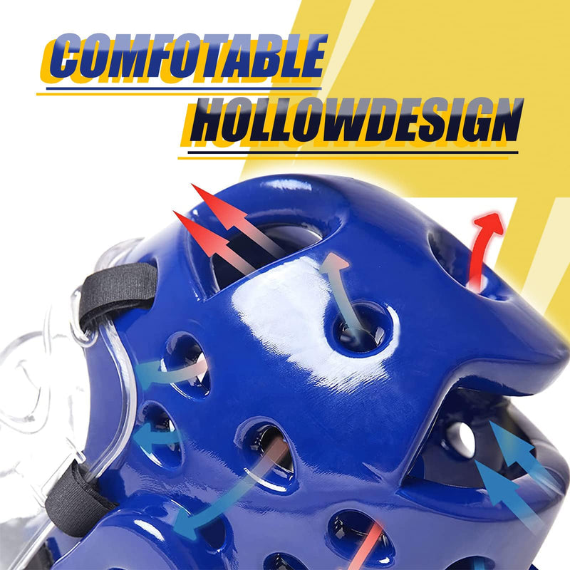 Kids Adults Karate Headgear with Face Shield, MMA Martial Arts Headgear Boxing Soft Helmet Taekwondo Sparring Head Gear blue X-Large