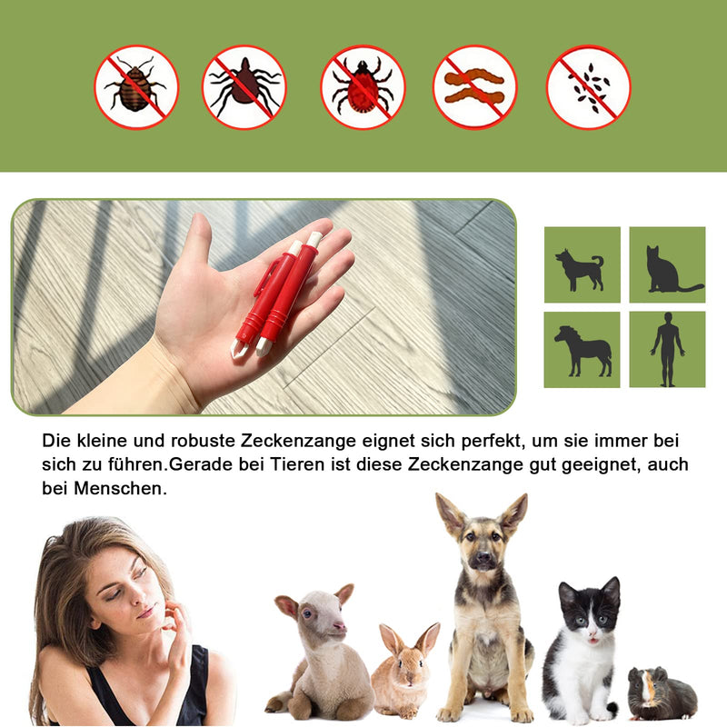 Nepfaivy Tick Tweezers for Dogs, Cats, People - Set of 2 Tick Tweezers for Children and Pets, Simple and Safe Tick Remover for Ticks of Any Size, Red - BeesActive Australia