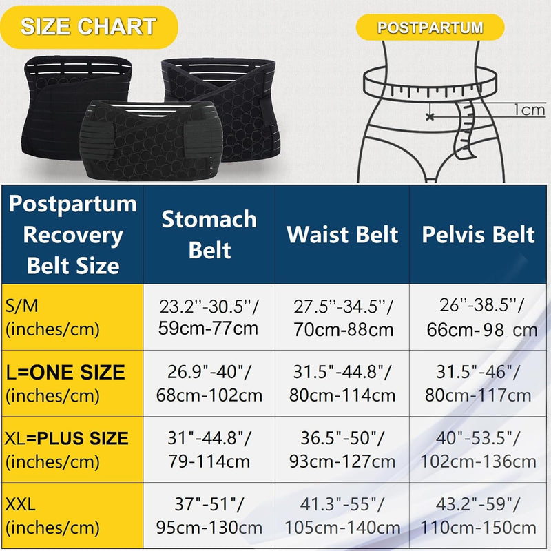3 in 1 Postpartum Belly Band - Postpartum Belly Support Recovery Wrap, After Birth Brace, Slimming Girdles, Body Shaper Waist Shapewear, Post Surgery Pregnancy Belly Support Band (S/M, Black) S/M - BeesActive Australia
