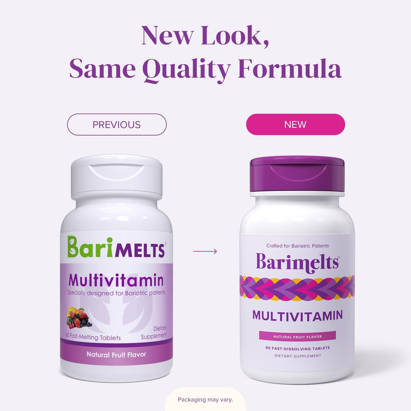 BariMelts Multivitamin, 120 Fast-Dissolving Tablets (2-Month Supply), Sugar-Free Bariatric Multivitamin for Women, Natural Fruit Flavor 60 Count (Pack of 2)