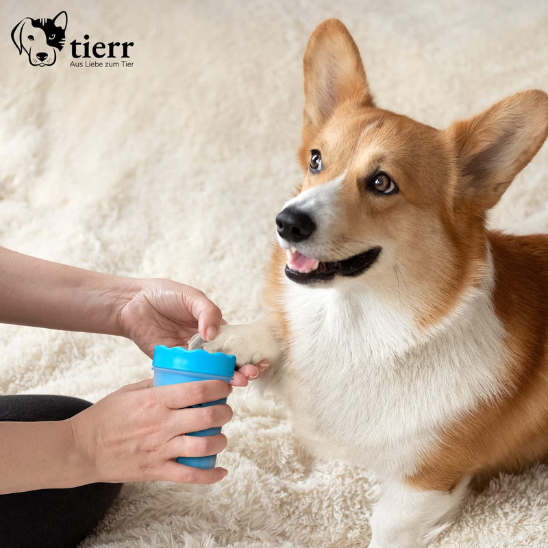 tierr paw cleaner for dogs | Removes dirt from dog paws | Thorough cleaning with a soft brush | Dishwasher safe (Blue, size M + claw scissors) Blue - BeesActive Australia