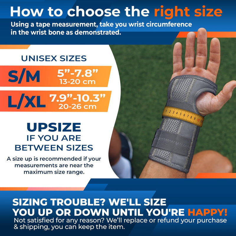 DR. BRACE Adjustable Wrist Brace Night Support for Carpal Tunnel, Doctor Developed, Upgraded with Double Splint & Therapeutic Cushion,Hand Brace for Pain Relief,Injuries,Sprains (L/XL Right Hand, Grey) Large/X-Large (Right Hand)