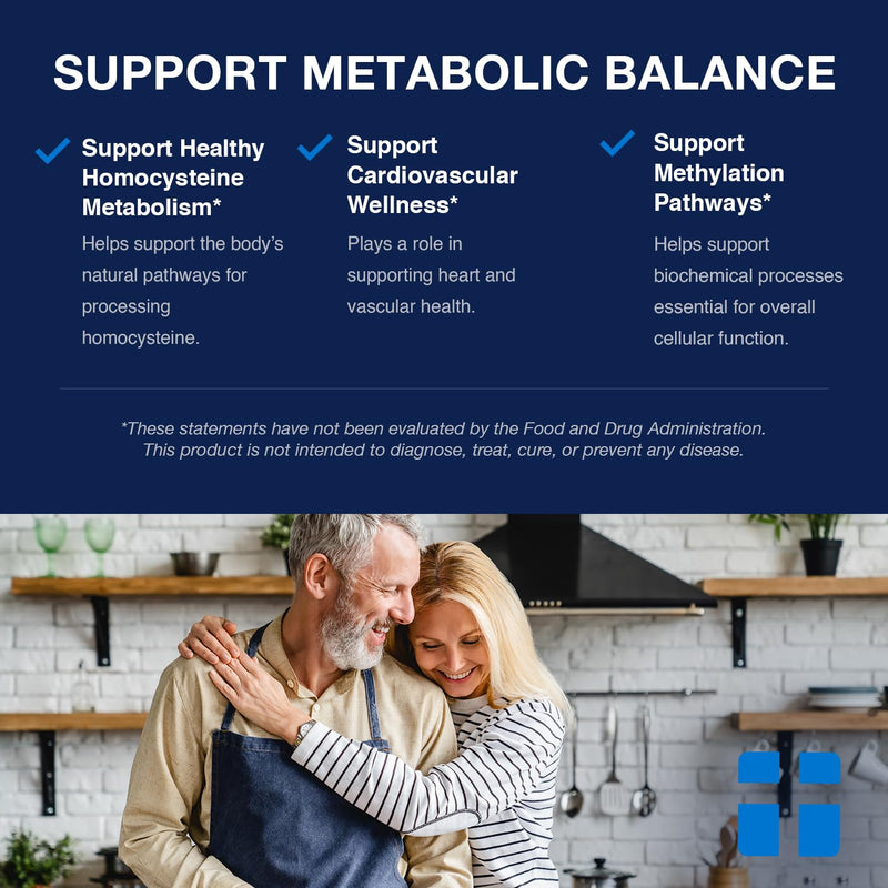 Opti + Homocysteine Capsules | Daily Brain and Heart Health Supplements* | Brain Supplement with Methylcobalamin & Methylfolate | 60 capsules/30 Servings