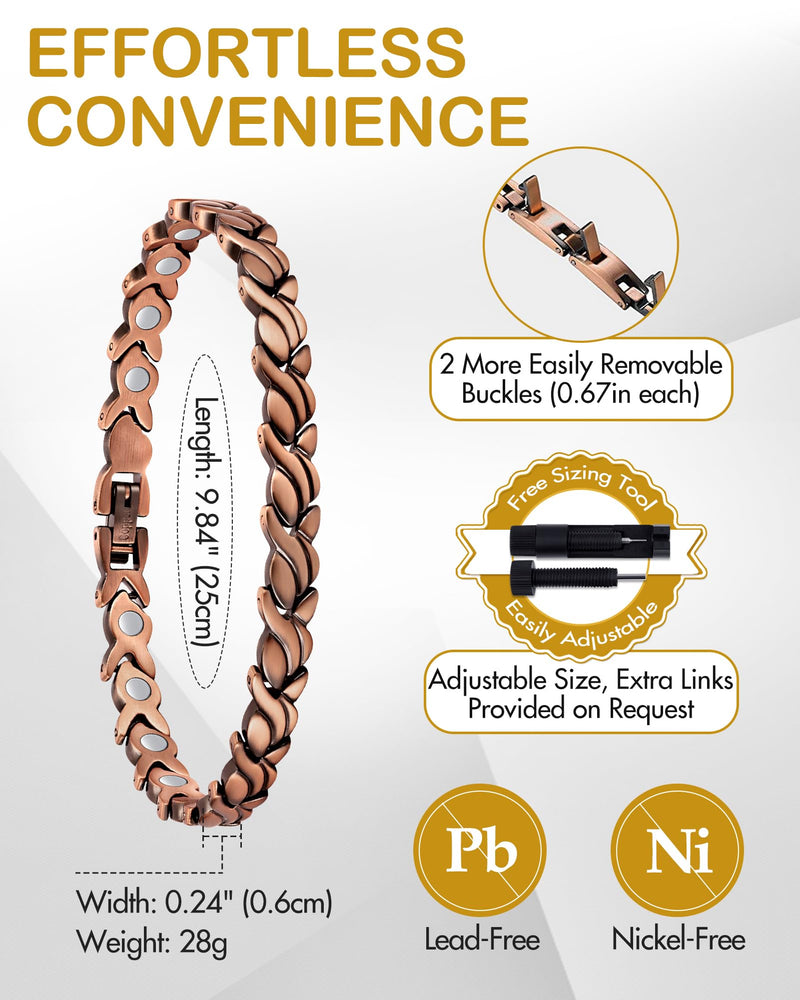 Feraco Copper Ankle Bracelet for Women, 99.99% Pure Copper Magnetic Anklet with 3500 Gauss Neodymium Magnet, Adjustable Jewelry (Fishtail) Fishtail
