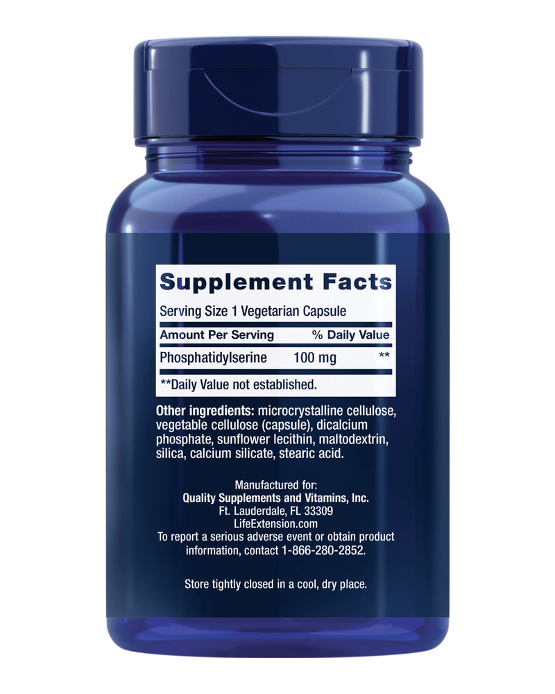Life Extension PS Caps, 100 Capsules | Phosphatidylserine for Cognitive Performance, Gluten-Free, Non-GMO & Vegetarian