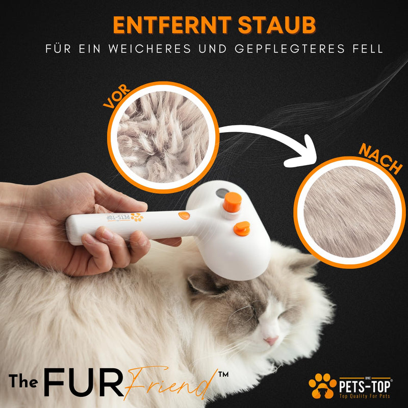 Cat brush with steam, 3-in-1 steam brush for cats FurFriend brush for animal hair for dogs and cats white - BeesActive Australia