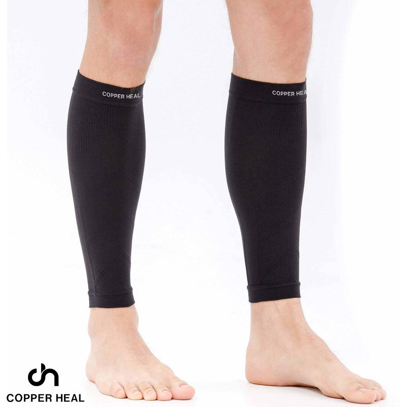 COPPER HEAL CALF Copper Compression SLEEVES (1 PAIR) For Exercise Sport Recovery - Calf Muscle Strains Shin Splints Leg Small (2 Count) - BeesActive Australia