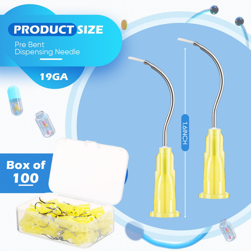 100 Pcs Mixing Tips 19g Bent Dispensing Tips with Brush End Disposable Oral Irrigation Needle for Oil or Glue Applicator - BeesActive Australia