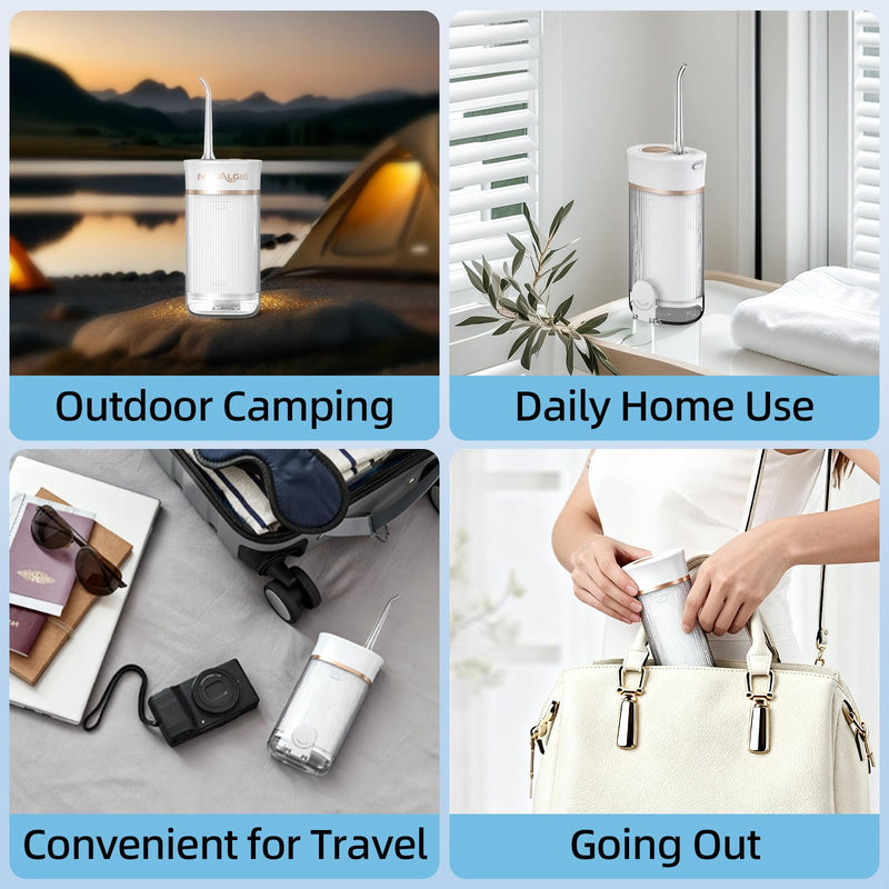 Portable Water Flosser Travel: Mini Cordless Oral Irrigator with Telescopic 180ML Tank 3 Mode 5 Nozzles, IPX7 Waterproof Teeth Cleaner for Braces, Orthodontic, Sensitive Gums Home