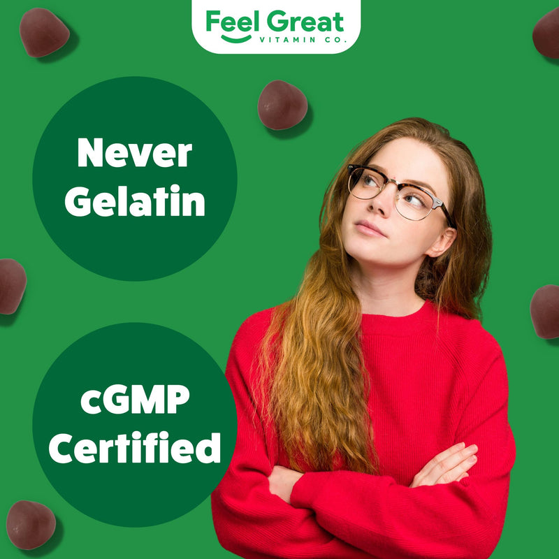 Feel Great Super Green Gummies Teen Vitamins | Vegan Veggie Gummy Multivitamin for Teens | Fruit and Vegetable Supplement | Veggie Fiber Supplement | 60 Count