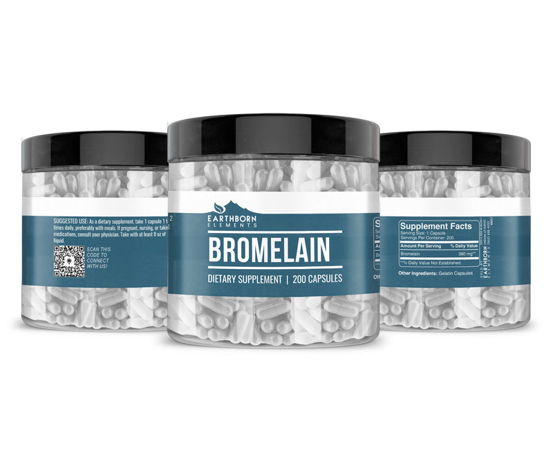 Earthborn Elements Bromelain 200 Capsules, Pure & Undiluted, No Additives 200 Count (Pack of 1) - BeesActive Australia