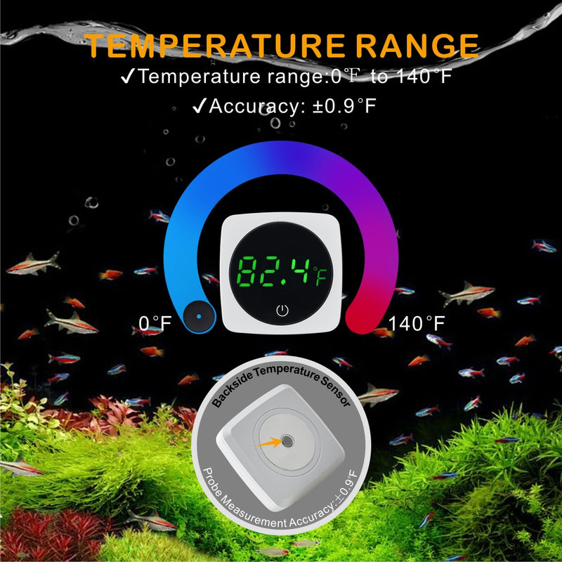 Aquarium Thermometer, Digital Fish Tank Thermometer Stick On, LED Display ±0.9°F with Touch Button for Aquatic Pets, Fish, Betta Axolotl & Turtle (2) 2 - BeesActive Australia