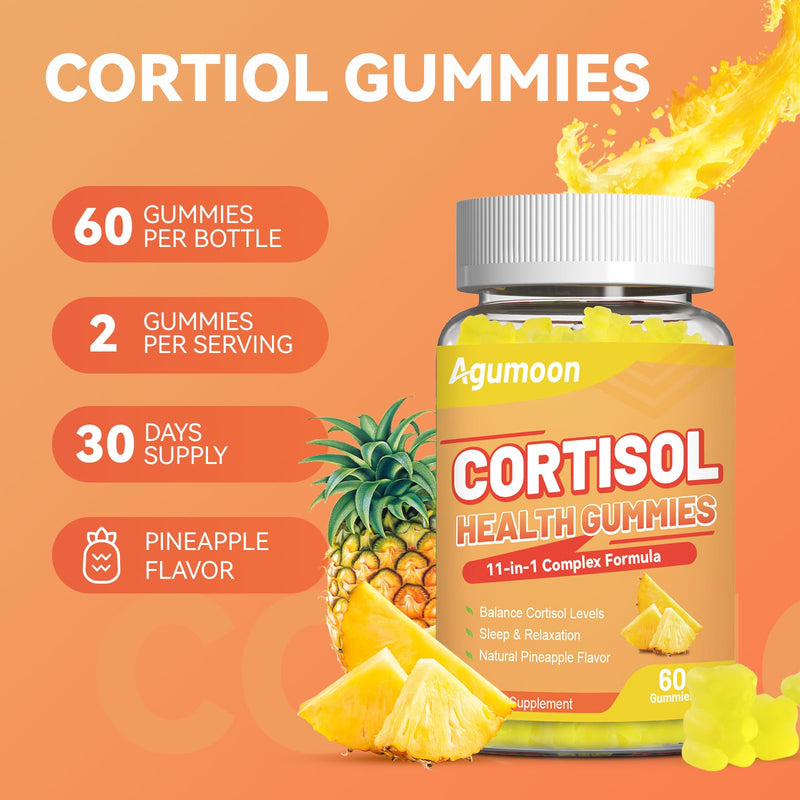 Cortisol Gummies for Women, Cortisol Supplements - 60 Gummies | with Ashwagandha, Magnesium, L-theanine, for Relaxation and Mood Support, Sugar Free, Vegan 60 Count (Pack of 1)