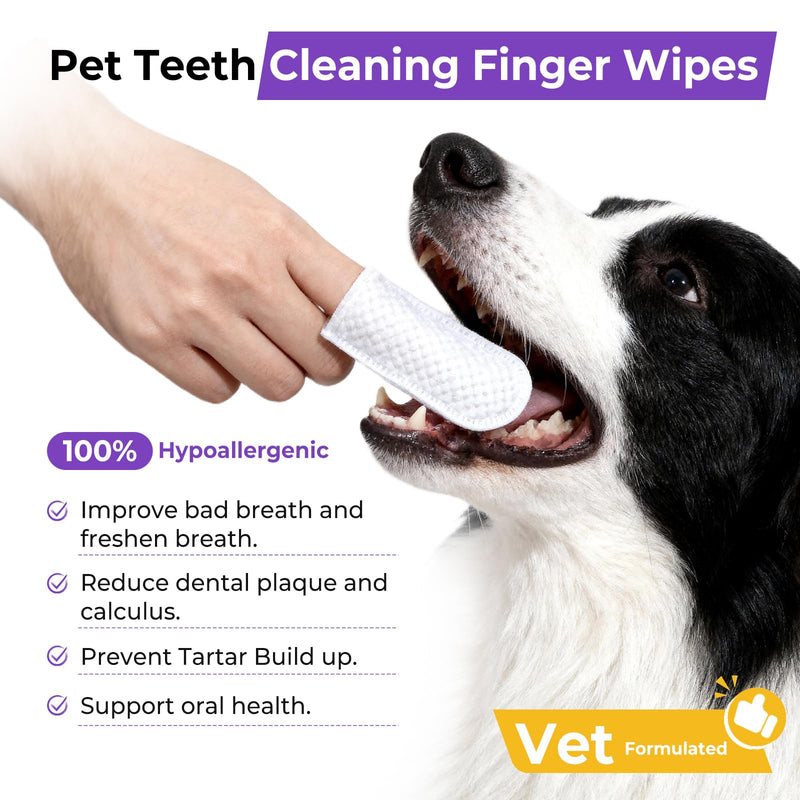 MeCids Dogs Dental Cleaning Finger Wipes 60PCS Pet Teeth Cleaning Tool Teddy Pet Small Dog Cat Cleaning Supplies Unscented