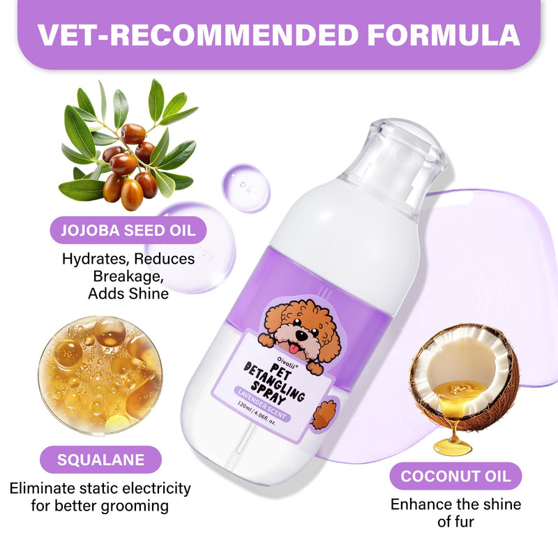 Dog Detangler Spray Dematting, Natural Dog Leave in Conditioner Spray for Grooming and Dog Mat Removal,Perfect for Doodles & All Coat Types,Lavender Scent - PawsPlanet Australia