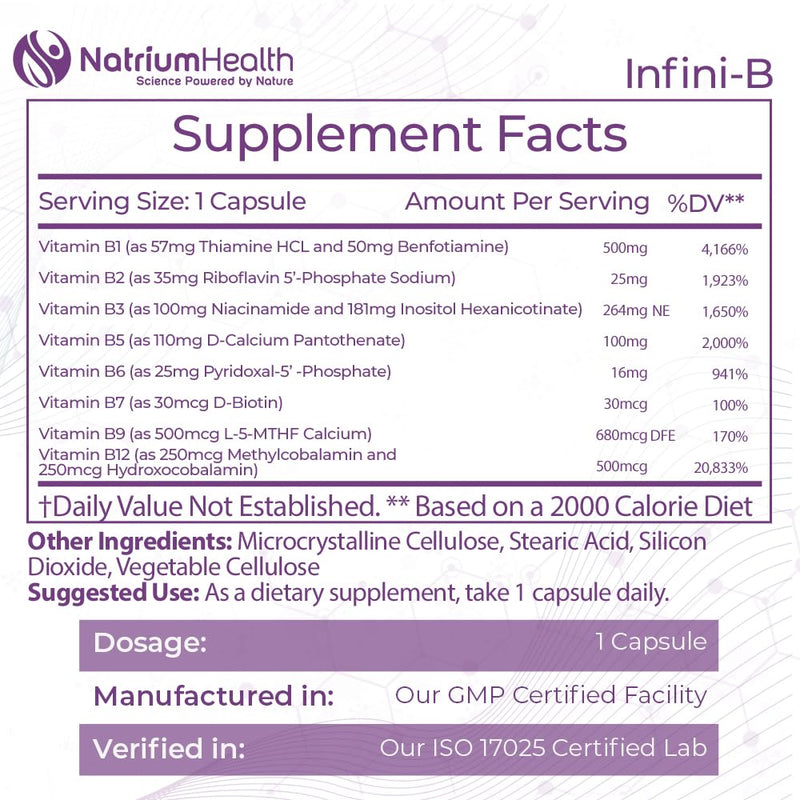 Nootropics Depot Infini-B Advanced B-Complex | Optimal Absorption & Bio-Availability | Enhanced Cognitive & Metabolic Support | 120 Capsules 120 Count (Pack of 1)