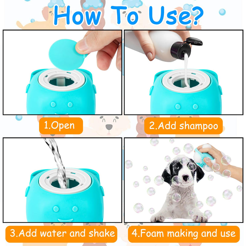 Ponpon 3PCS Dog Bath Brush with 4Pcs Dog Toothbrush, Dog Scrubber for Bath, Dog Shampoo brush with Adjustable Ring Handle, Dog Shower Brush for Long Short Hair - BeesActive Australia
