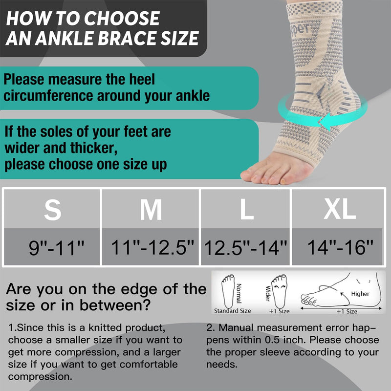 INDEEMAX Copper Infused Ankle Brace for Sprained Ankle, Ankle Compression Sleeve Ankle Support for Women & Men, Achilles Tendonitis Brace, Skin Silver, L