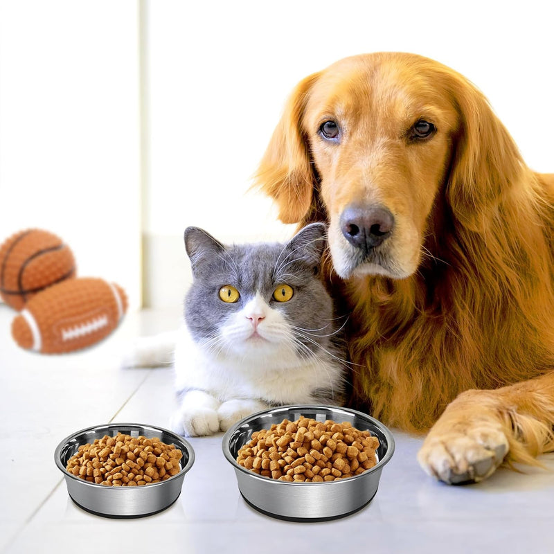 YINGFAN Stainless Steel Dog Bowls, Non-Slip Dog Water and Food Bowl, 2-Pack (6.9 x 2 Inches), Each Holds Up to 3 Cups (Black) 3 Cup Black - BeesActive Australia