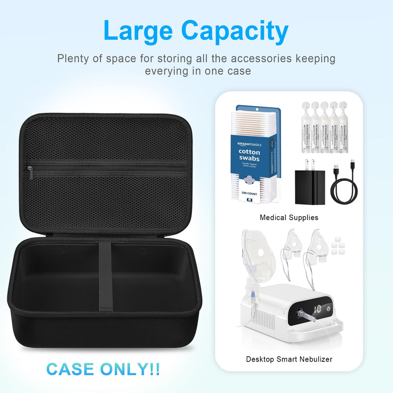 BOVKE Case for Smart Nebulizer for Breathing Problems, Desktop Inhaler Nebulizer for Adults and Kids, Digital Asthma Jet Nebulizer Machine Bag for Home Use, Space for Masks, Tubing, Black+Black - BeesActive Australia