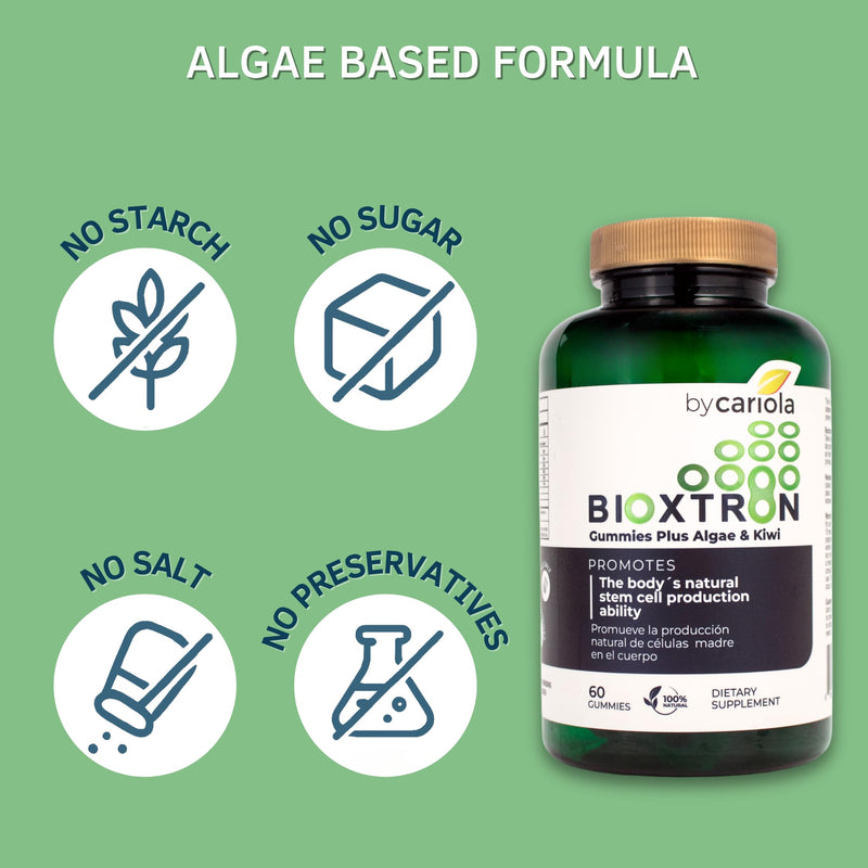 Bioxtron Natural Stem Cell Supplement Gummies - Spirulina, Vitamin B1, B2, B3, Magnesium - Supports Energy, Joint, Muscle, Immune Health - Stem Cell Regenerator - 60 Gummies (30 Servings) 60 Count (Pack of 1)