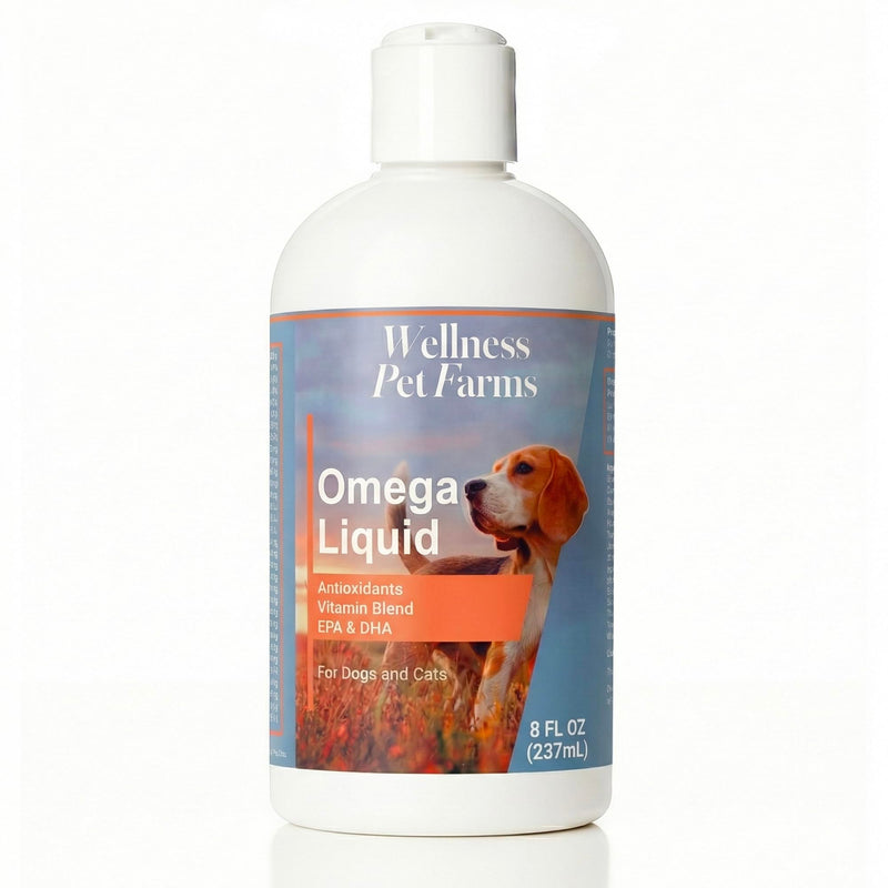 Omega V3 Fish Oil for Dogs & Cats - Liquid Supplement with EPA DHA Essential, Omega-3 Blend Promoting Skin, Coat, and Joint Health Natural Pets - 8 oz Bottle