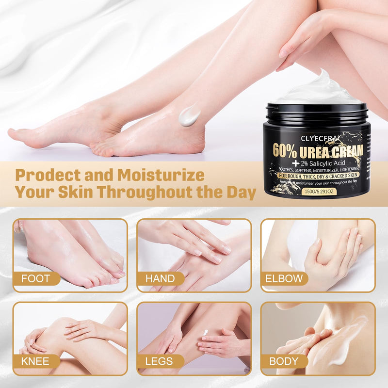 60% Urea Cream with 2% Salicylic Acid, Urea Cream 60 Percent for Feet & Hands- Maximum Strength Moisturizer for Rough, Dry, Thick & Cracked Skin, Callus Remover, Deep Hydration, 150g 5.29 Ounce (Pack of 1) - BeesActive Australia
