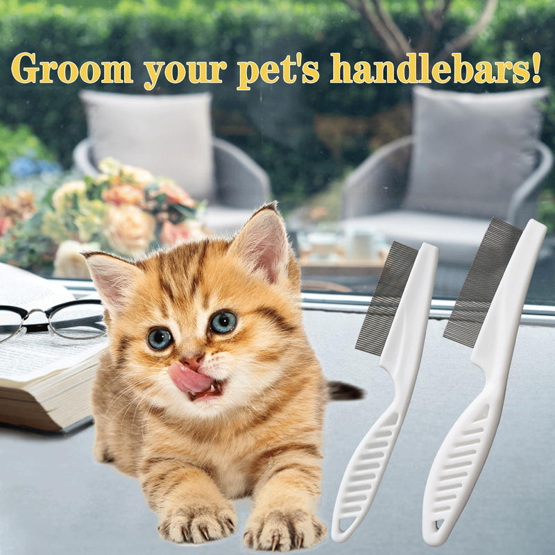 Multifunctional Pet Hair Comb Tear Stain Removal, Dog/Cat Lice Comb, Flea Brush for Cats, Suitable for Small Dogs Puppies, 2 in 1 Dog/Cat Comb Teeth Stainless Steel Combing Massage 2 Pcs White - BeesActive Australia